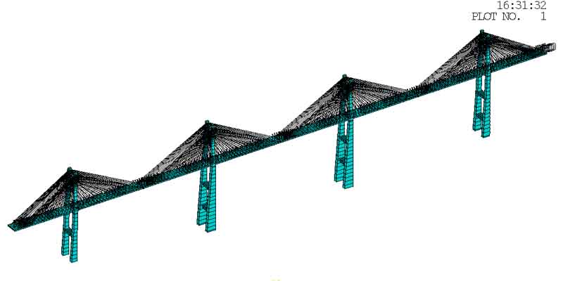 斜拉桥-赤石大桥桥型布置图及建模ANSYS命令流-峰设教育